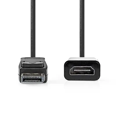Produktbild von Nedis Displayport-Kabel - DisplayPort Stecker - HDMI Ausgang - 4K@30Hz - Vernickelt - 0.20 m - Rund - PVC - Schwarz - Box