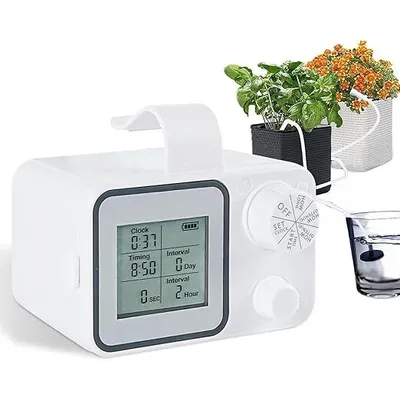 Produktbild von Intelligenter Bewässerungsautomat mit LCD-Display und zeitgesteuertem Tropfbewässerungssystem für Topfpflanzen im Innen- und Außenbereich