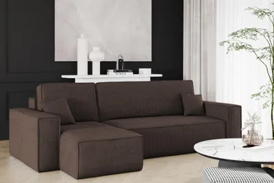 Produktbild von Ecksofa Schlafsofa Sofa MARIS Stoff Poso Braun Ottomane Links