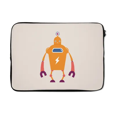 Produktbild von MuchoWow® Laptop Hülle 13 Zoll Roboter - Antenne - Orange - Blitzschlag - Junge - Kinder Laptoptasche - Laptophülle - Sleeve - Rundumschutz