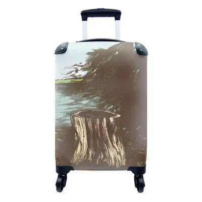 Produktbild von MuchoWow® Koffer Handgepäck Trolley Rollkoffer Kleine Reisekoffer mit 4 Rollen - Baum - Meer - Illustration - Cabin Size < 55x40x23 cm & 55x40x20 cm - Fotokoffer - Kabinenkoffer - Boardgepäck - Reise-Box - Reisekoffer - Reisegepäck - Koffer mit Bild - Trolley für Kinder