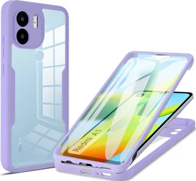 Produktbild von Redmi A1 Schutzhülle, Eingebautem Displayschutz 360 Grad Komplettschutz Handyhülle für Xiaomi Redmi A1 Lila