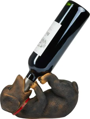 Produktbild von BRUBAKER Weinflaschenhalter durstiger Hund - Dackel - Flaschenhalter Besoffene Tiere - Dachshund Flaschenständer lustig - Deko Figur Handbemalt Barzubehör - Witzige Dekoration - Wein Geschenk