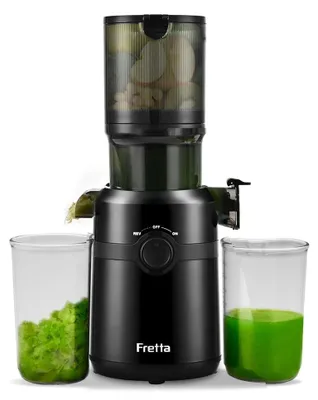Produktbild von Entsafter, Slow Juicer für Obst und Gemüse - 200 W - Einfüllöffnung 108 mm - 1 Liter Fassungsvermögen - Schwarz