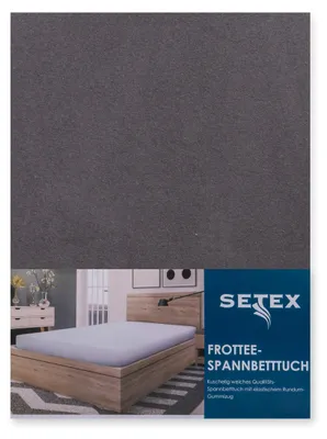 Produktbild von Setex Frottee-Spannbettlaken 90-100 x 200 cm anthrazit uni, Frottee