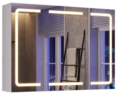 Immagine prodotto di Armadietto a specchio per bagno con illuminazione a LED DJ504916_1, 60 x 80 x 16 cm, bianco