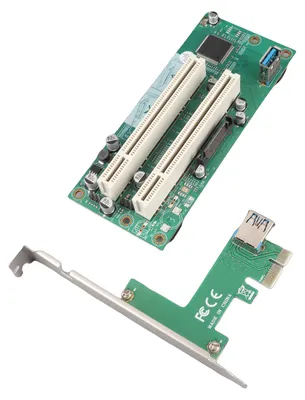Image de ST46 : adaptateur de cartes d'extension Mini PCIe x1 vers double PCI avec câble et port USB 3.0