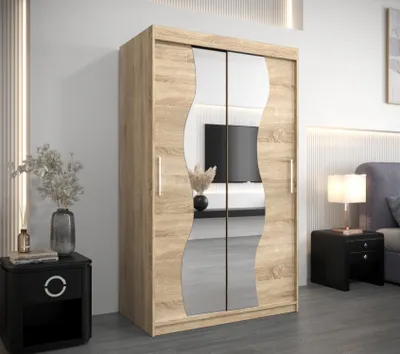 Produktbild von Kleiderschrank mit Spiegeln JUDITA – Breite 120 cm, Sonoma-Eiche