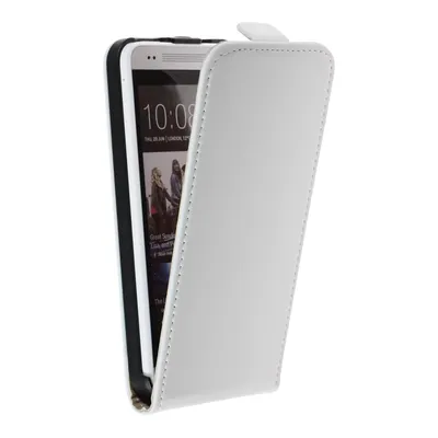 Produktbild von PhoneNatic Kunst-Lederhülle kompatibel mit HTC One Mini - Flip-Case weiß + 2 Schutzfolien
