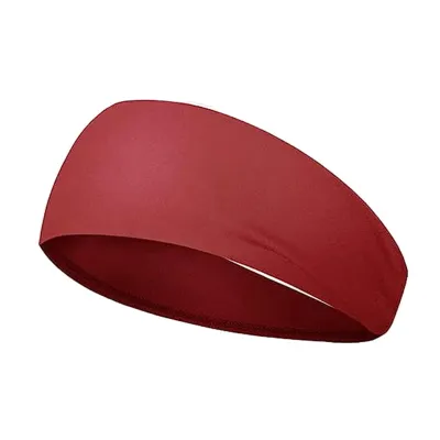 Produktbild von Sport-Stirnband für Herren, feuchtigkeitsableitend, breites Workout-Stirnband, schnelltrocknend, einfarbig, Schweißband zum Laufen, Radfahren, Rot