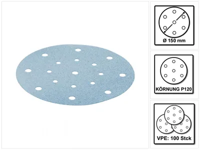 Produktbild von Festool STF D150/16 Schleifscheiben 150 mm Granat P120 GR / 100 Stück ( 496979 )
