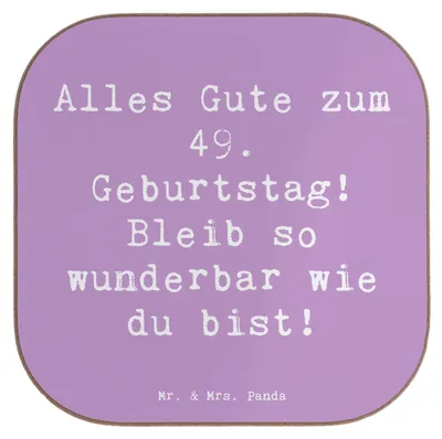Produktbild von Mr. & Mrs. Panda Holzuntersetzer Spruch 49. Geburtstag Freude - Lavendeltraum - Geschenk, Alter, Coaster, Geburtstagsgeschenk, Untersetzer Glas, Gläser, Freundschaft, für