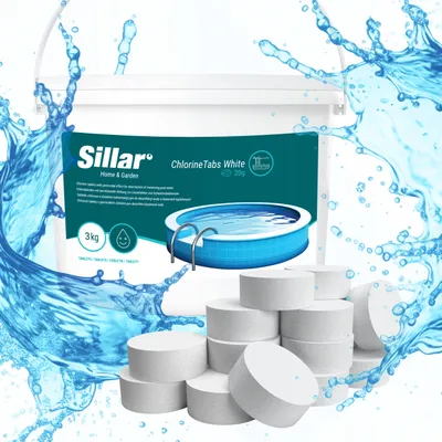 Produktbild von Sillar Chlortabletten 1x20g – Multifunktionale Pooltabletten für Desinfektion Algenverhütung Flockung Kalkvermeidung 3kg