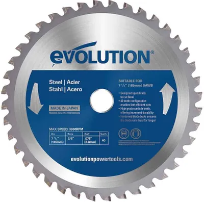 Zdjęcie produktu dla Piła widiowa TCT do cięcia stali Evolution 185mm / 40z do pilarek