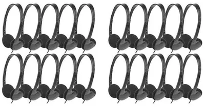 Zdjęcie produktu dla 20 sztuk, przewodowe słuchawki do użytku w szkole, regulowane, nauszne słuchawki dla dzieci, słuchawki szkolne, słuchawki audio dla uczniów, słuchawki dla dzieci