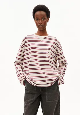 Immagine prodotto di Armed Angels, Iconic A, maglia a maniche lunghe con righe, modello "Fietaa", colore: non tinta/rosso velluto/So S