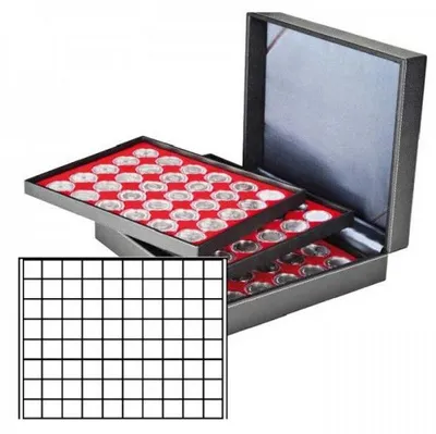 Produktbild von Lindner 2365-2180E Münzkassette NERA XL mit 3 Tableaus und hellroten Münzeinlagen mit 240 quadratischen Fächern für Münzen/Münzkapseln bis Ø 24 mm