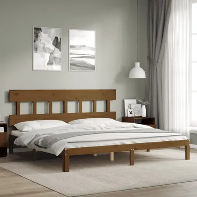 Produktbild von Massivholzbett mit Kopfteil Honigbraun 200x200 cm , Klassische Betten Design 2024