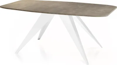 Obrázek produktu pro Rozkládací jídelní stůl v loftovém stylu - Industriální stůl s bílými kovovými nohami - Moderní design do obývacího pokoje - 160 cm Rozkládací až na 200 cm - Chicago Concrete Grey