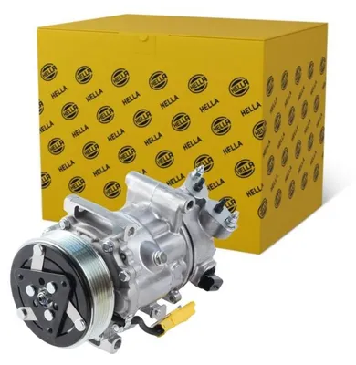 Produktbild von HELLA 8FK 366 200-891 SD6C12 Klimaanlage Klimakompressor PAG 46 YF R134a R1234yf passend für PEUGEOT 2008 Kombi (CU) 207 (WA, WC) 207 CC (WD) 307 CC