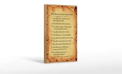 Produktbild von Holzschild Spruch 12x18cm 10 Gebote für Schwiegerväter