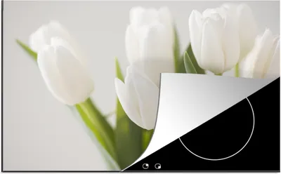 Produktbild von KitchenYeah© Herdabdeckplatte Bild von mehreren Tulpen , 80x52cm, Küche Deko, Glaskeramikkochfeld Herdabdeckung, Abdeckplatte fùr Kochfeld