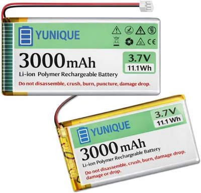 Productafbeelding van YUNIQUE GREEN-CLEAN-POWER LiPo-accu 3.7V 3000mAh 103665 Micro JST 1.25 1S, set van 2, voor Arduino, ESP32, NodeMCU, IoT-elektronica, met beveiligingscircuit