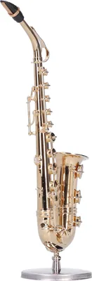 Image de Miniature de saxophone en cuivre avec support Miniature d'instrument de musique Décorations Cadeaux