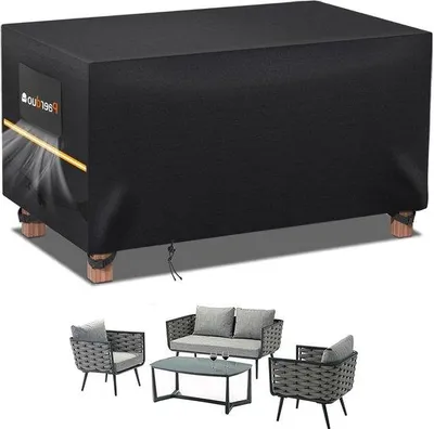 Image de Housse pour mobilier de jardin - imperméable, résistante à l'hiver - 1 pièce - noir - 126 x 126 x 74 cm