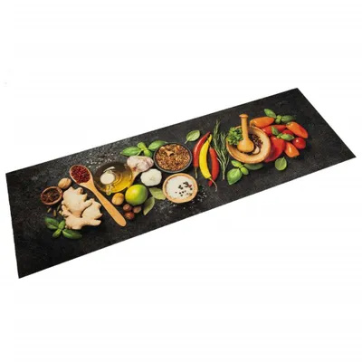 Produktbild von Design Küchenteppich Waschbar Gewürze 60x180 cm Samt, Fußmatten 2024 Neu