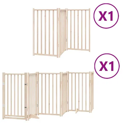 Image de Barrière pour chiens avec porte pliable 9panneaux bois peuplier