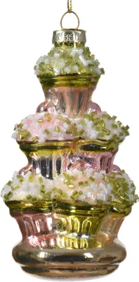 Produktbild von Christbaumschmuck Glas Cupcakes 11cm rosa gold weiß