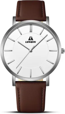 Produktbild von Herrenuhr, wasserdicht bis 30 m, analoges Quarzwerk, modisches Design, Lederarmband