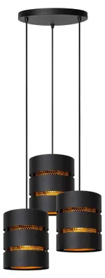 Image de Suspension ROSAS noire 3xE27x40W en métal, dimensions : 165x43x43 cm, IP20, Lucide