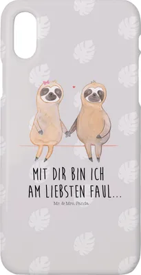 Produktbild von Mr. & Mrs. Panda Iphone 10 Handyhülle Faultier Pärchen - Grau Pastell - Geschenk, Handy, X, Liebe, Relaxen, Cover, Case, Beziehung
