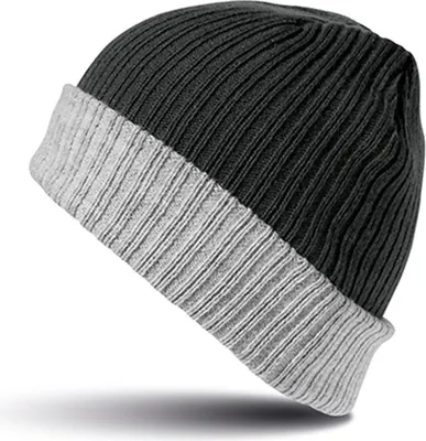 Produktbild von Result Winter Essentials RC378X | Double Layer Knitted Hat Wintermütze - Farbe: Black/Grey - Größe: One Size