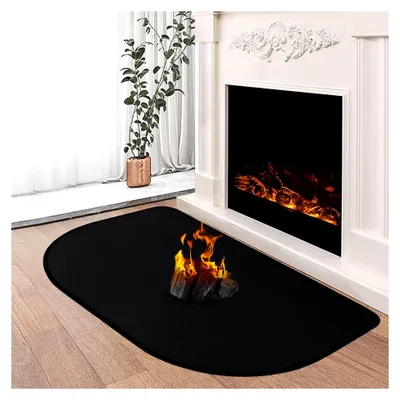 Produktbild von Feuerfeste Unterlage, 80x50x0.1cm, Funkenschutzplatte für Kaminofen, Kaminmatte zum Schutz des Bodens vor Funken, Schwarz