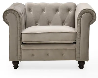 Image de MENZZO Grand fauteuil Chesterfield velours Taupe
