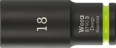 Obrázek produktu pro Wera 05005559001, Rázová hlavice, Černá, Zelená, 1 hlava/hlavy, 3/8", Metrický, 18 mm