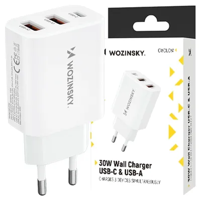 Immagine prodotto di Wozinsky Cwcucw Caricatore di rete Usb-C 30W / 2 X Usb-A - Bianco
