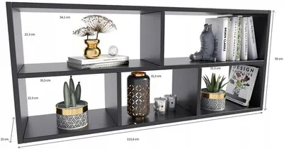 Produktbild von MATKAM TEO Hängeregal in moderner Optik, B113,6 x H50 x T25 cm, Wandregal in verschiedenen Ausführungen erhältlich, (Schwarz)