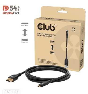 Zdjęcie produktu dla CLUB3D CAC-1563, 2 m, USB Type-C, DisplayPort, Męska, Męska, Prosty