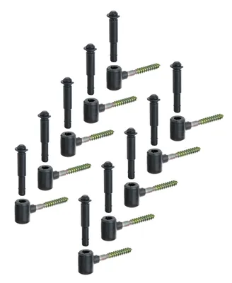 Immagine prodotto di Alberts 864811 Cerniera a vite, con filettatura metrica, PVC rigido, nera, interasse Ø 14 mm, 75 mm, set da 10 pezzi