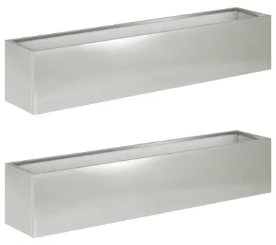 Image de vidaXL Jardinières pour plantes, lot de 2, argent, 100 x 20 x 20 cm, en acier inoxydable