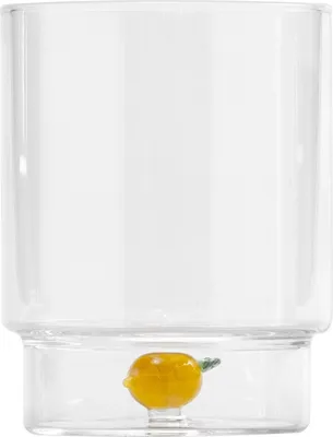 Immagine prodotto di Zafferano Teca Frutta - Set 6 Bicchieri in Vetro Borosilicato con Limone - Tumbler 35 cl Doppio Fondo Decorato a Mano, Lavabili Facilmente
