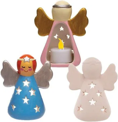 Productafbeelding van Keramische kerstverlichtinghouder set - 3 stuks