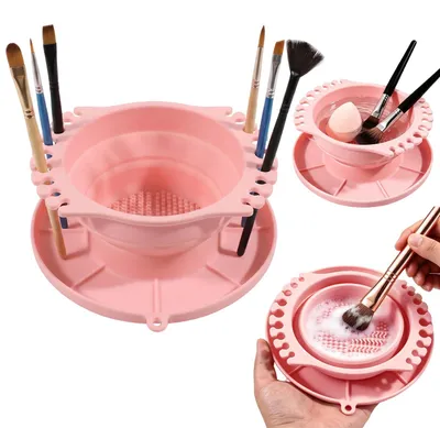 Image de Gobelet pliable en silicone, récipient pour pinceaux et pinceaux de maquillage