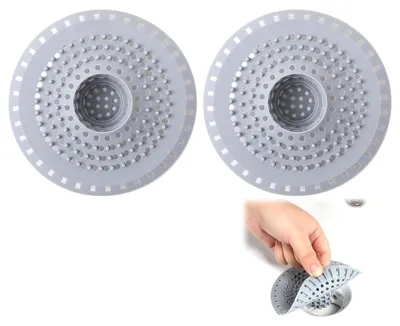 Produktbild von Abflusssieb aus Silikon - Mit Saugnapftechnologie - Für Dusche Küche und Badewanne - 2 Stück