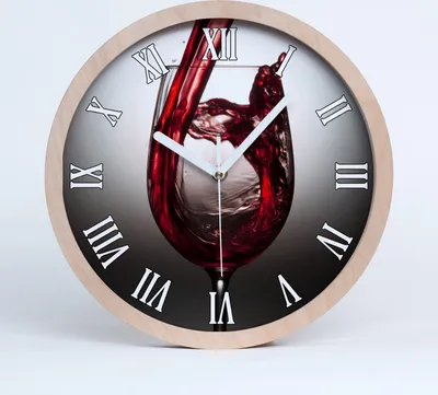 Produktbild von Holzuhr 30fi cm wanduhr - weiße Spitzen - Rotwein