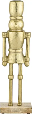 Produktbild von Marrakesch Figur Nussknacker Gold 32 cm | Edle Weihnachtsdeko Tischdeko aus Alu mit Holzsockel | Moderne Deko Aufsteller als Fensterbankdeko | Skandinavische Adventsdeko für Tisch Regal & Fensterbank